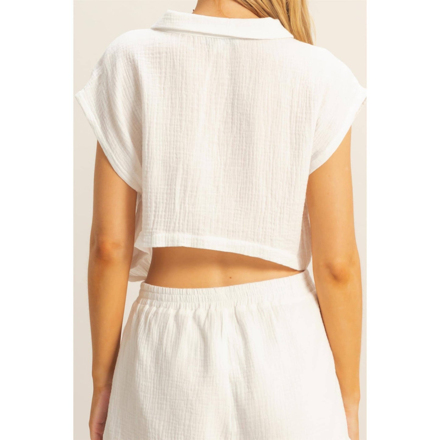 Double Gauze Cutout Back Romper