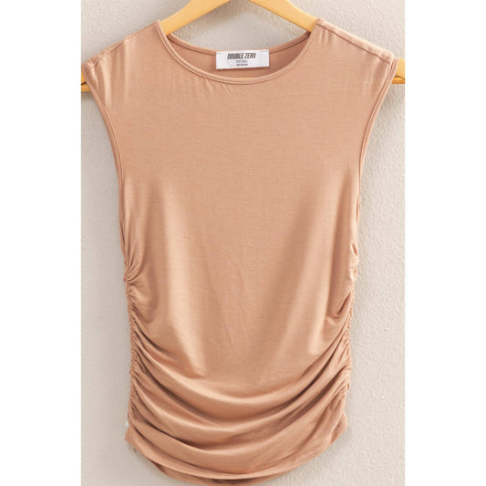 Cap Sleeve Ruched Butter Top