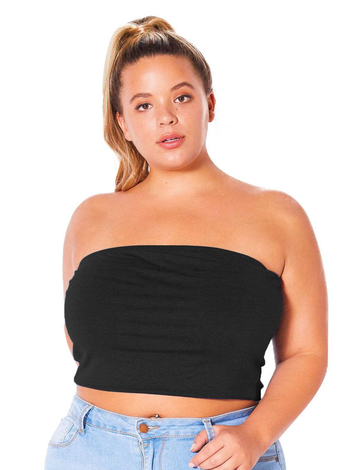 Bellatrix Plus Size Women's Sleeveless Cropped Tube Top