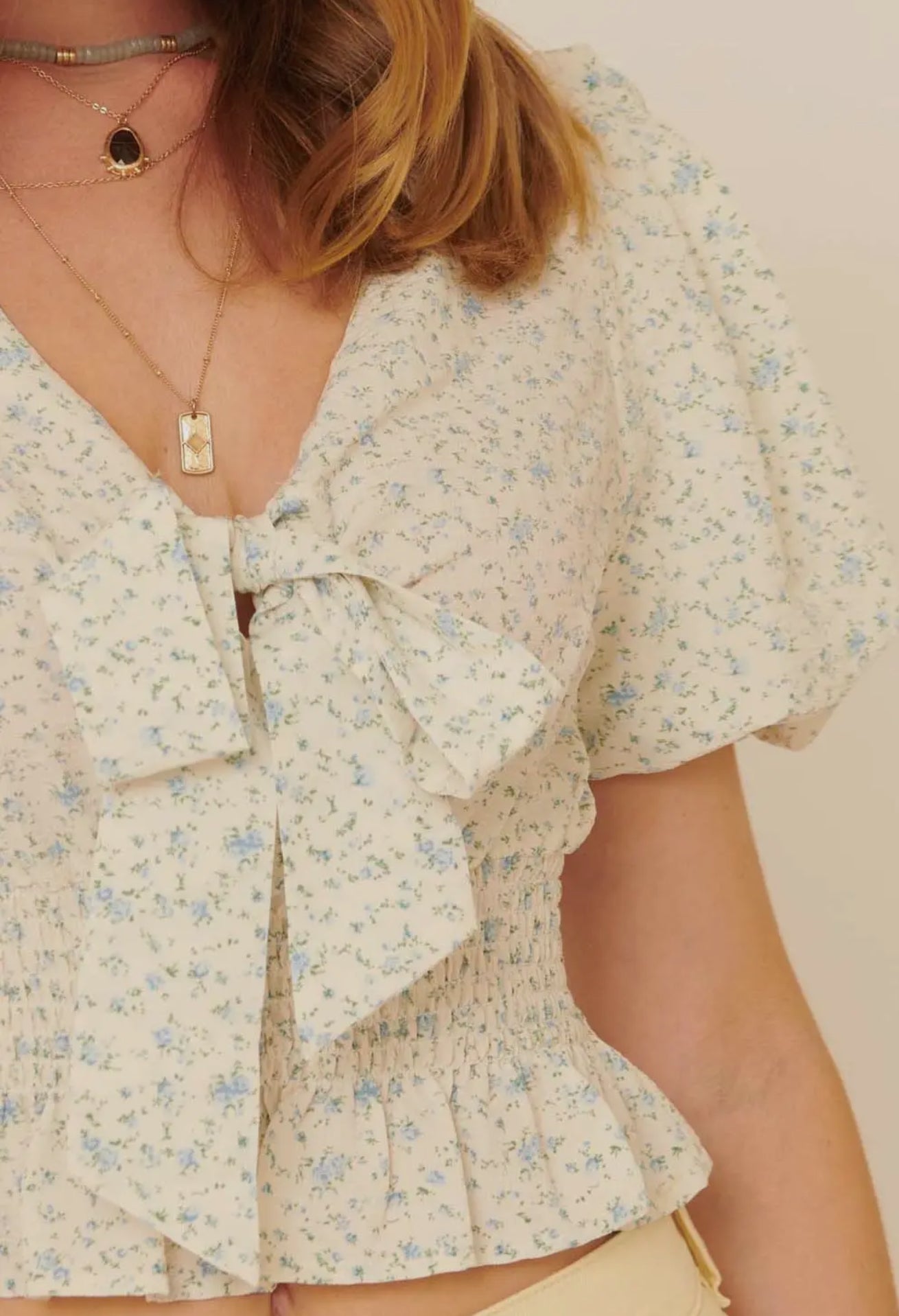 Powder Blue Floral Top