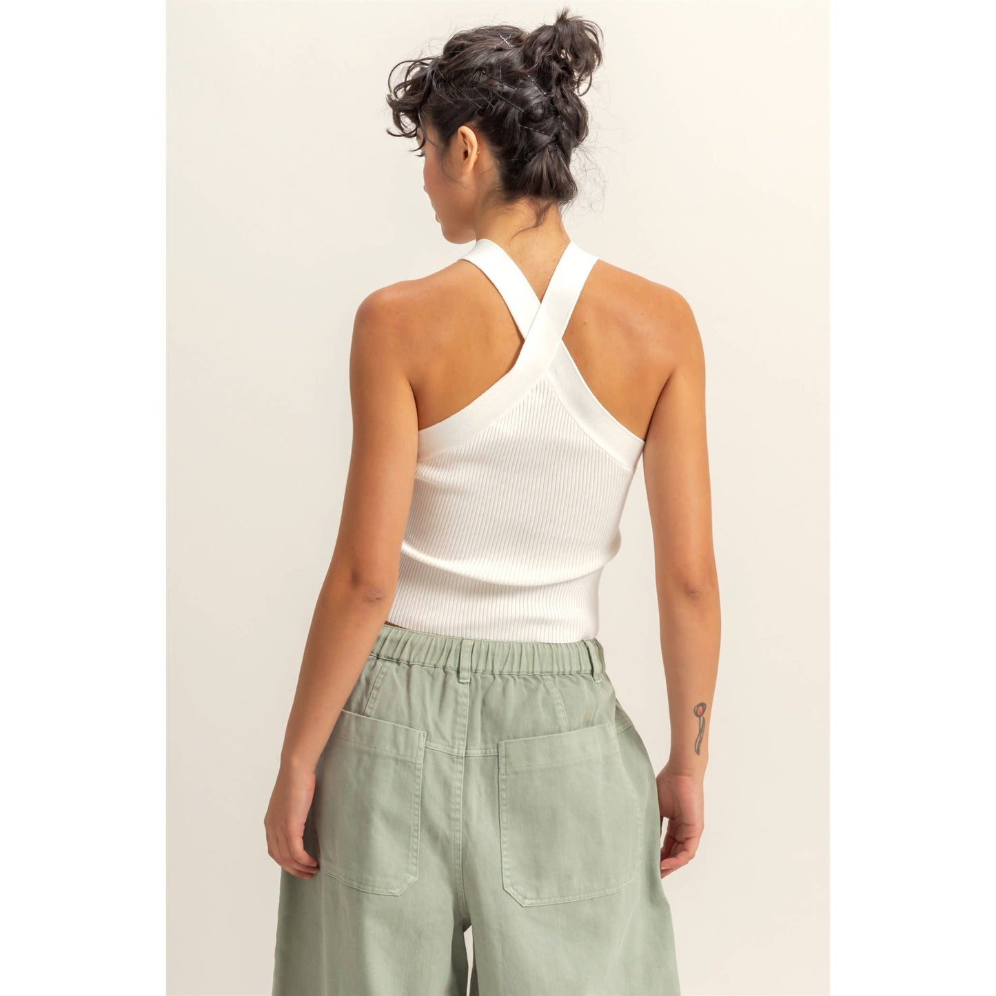 Halter Neck Ribbed Top