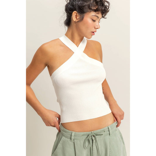 Halter Neck Ribbed Top