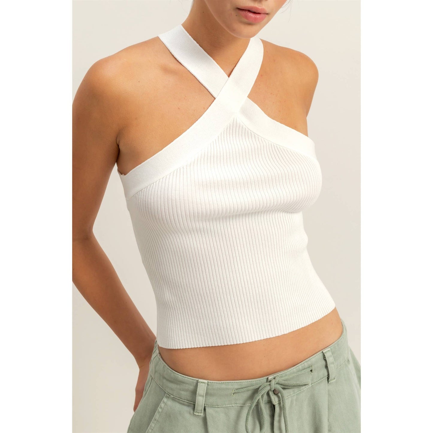 Halter Neck Ribbed Top