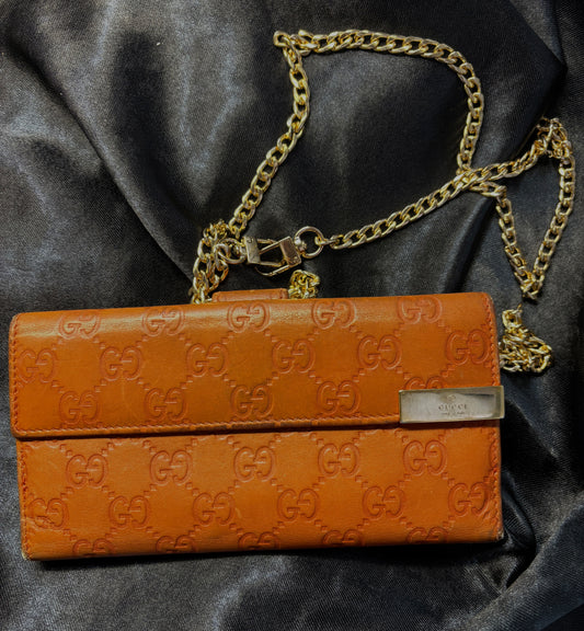 Long Orange Gucci Guccissima Wallet