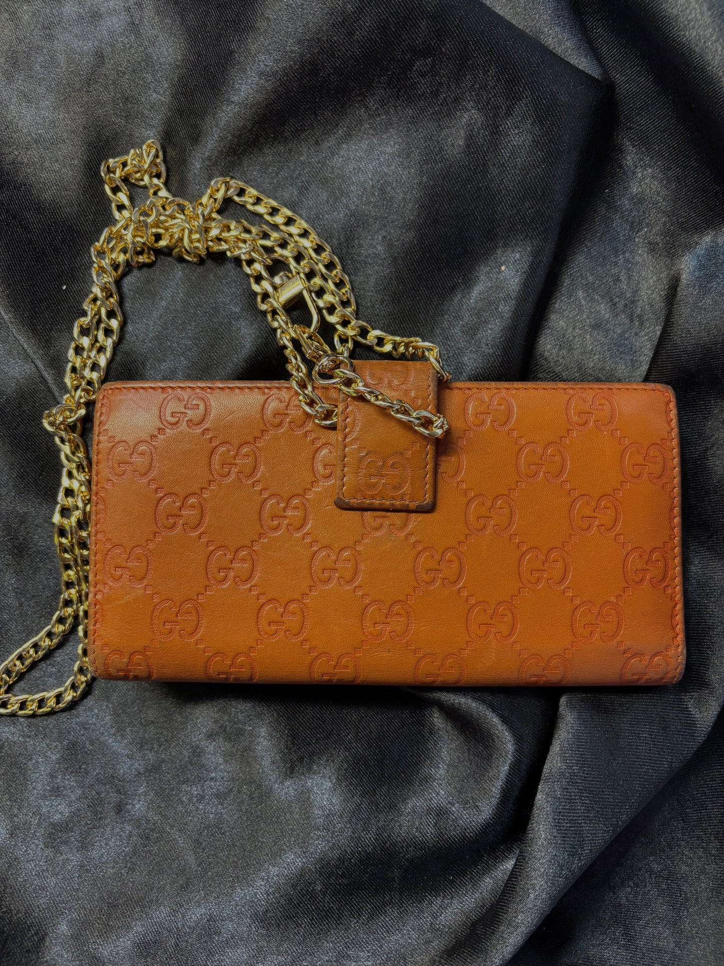 Long Orange Gucci Guccissima Wallet