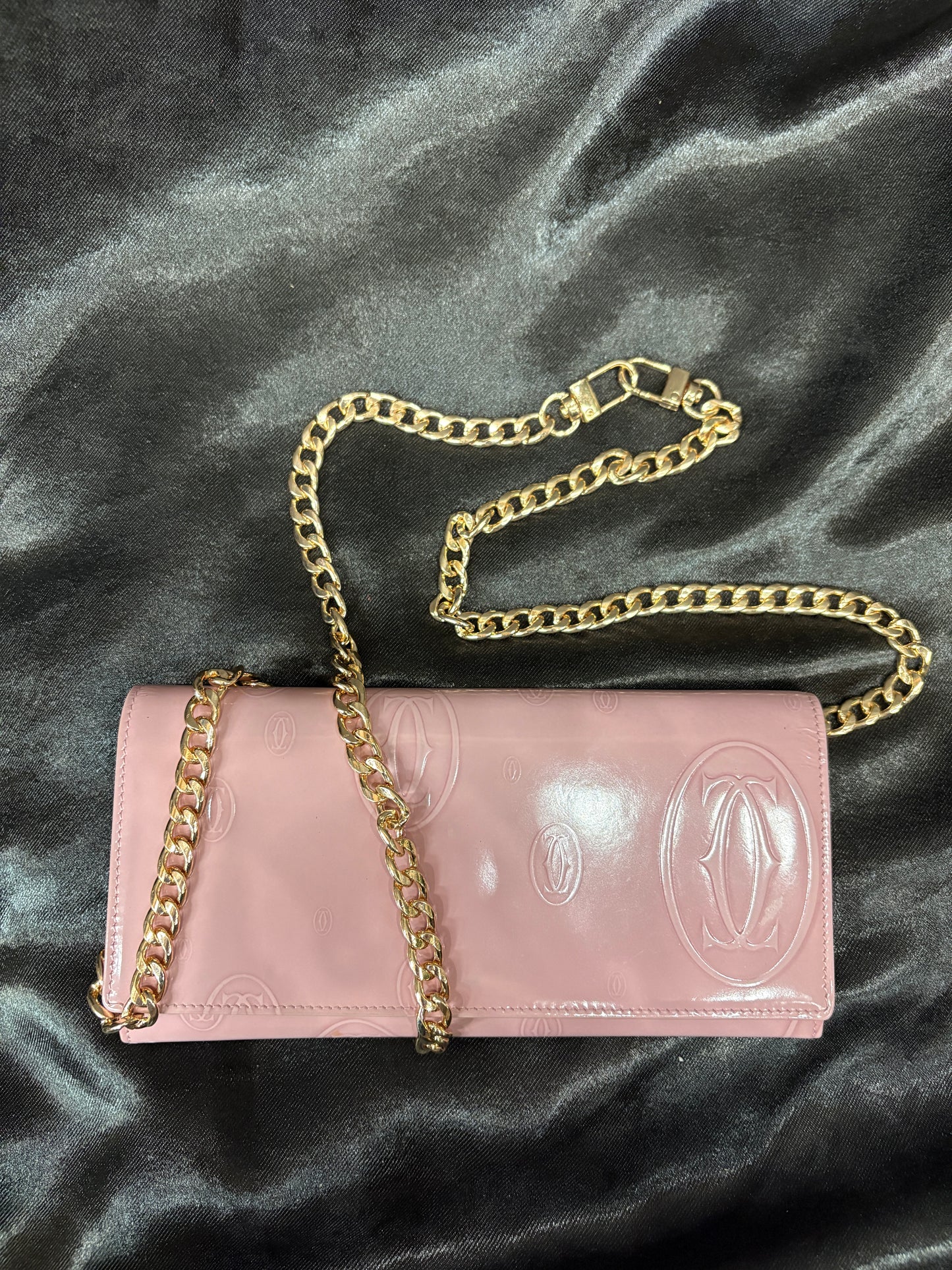 Cartier Patent Leather Long Wallet (GOLD CHAIN INCLUDED)