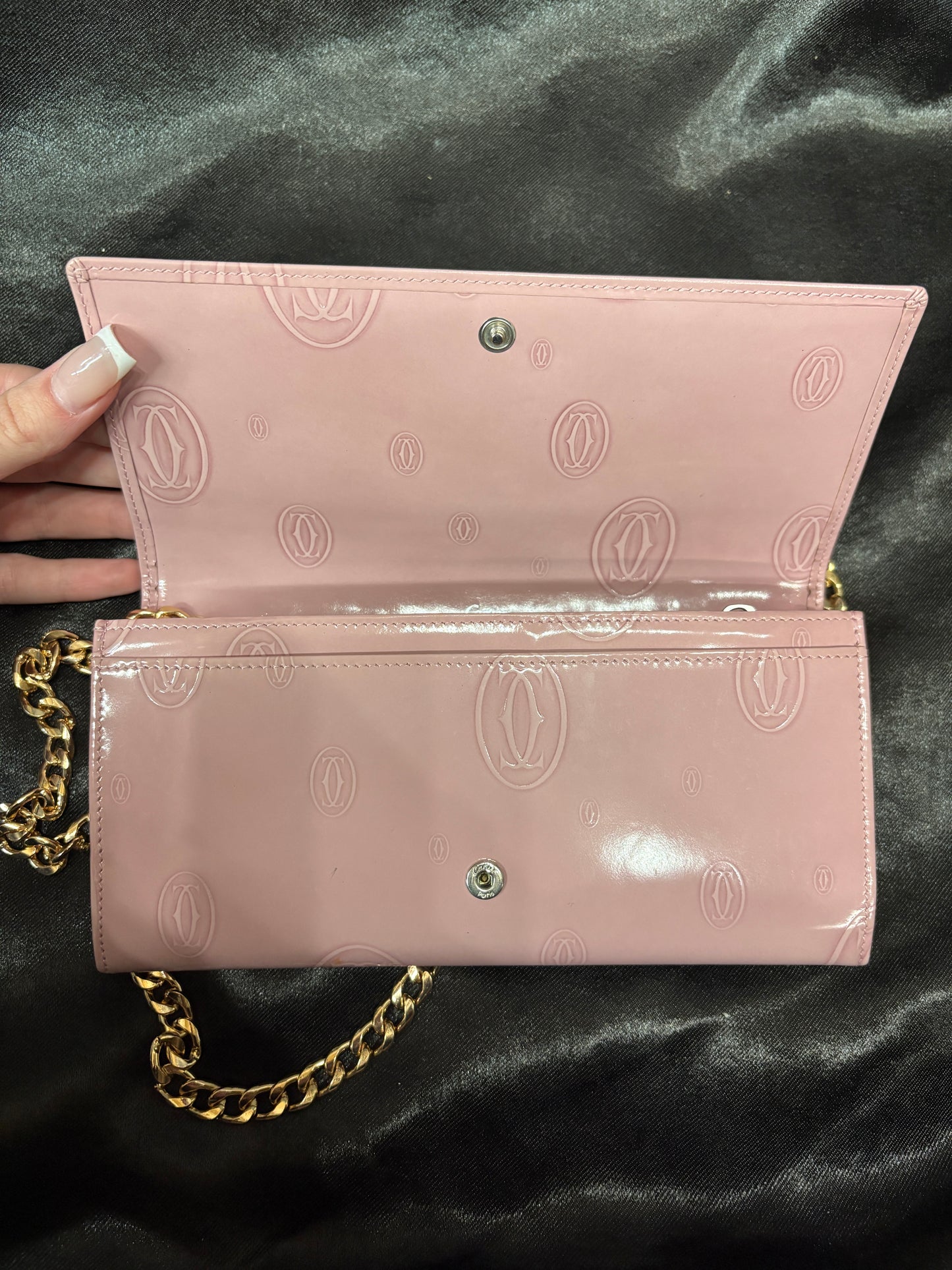 Cartier Patent Leather Long Wallet (GOLD CHAIN INCLUDED)